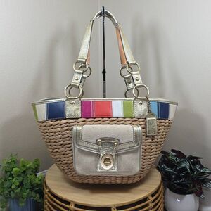 Coach Rare Vintage Legacy Lily Straw Tote
